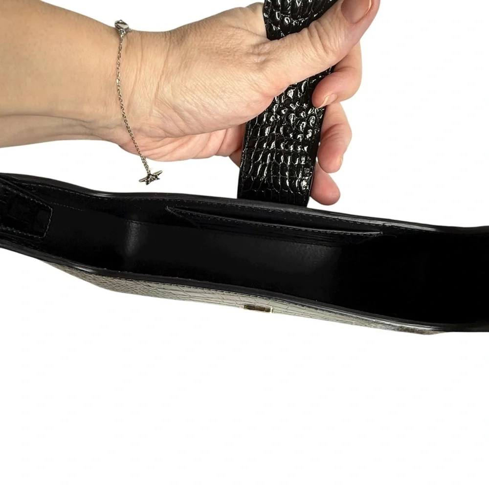 Anine Bing Mini Grace Shoulder Bag in Black Embossed Croc - Picture 11 of 13